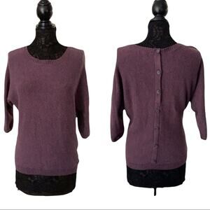 Hinge 3/4 Sleeves Purple Sweater Size M